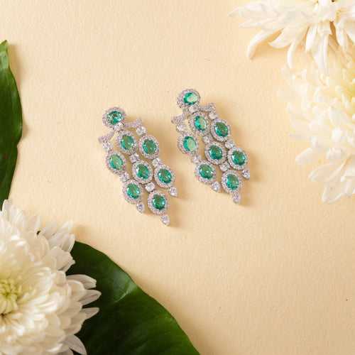 Jass Light Green Diamond Earrings