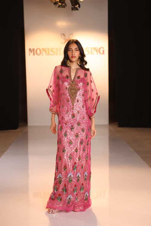 Fuchsia Moghul Flower Kaftan