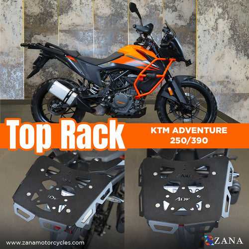 ZANA-NEW TOPRACK TEXTURE MATT BLACK V -2 COMPATIBLE WITH GRAB RAIL KTM ADV 250/390 / 390 X