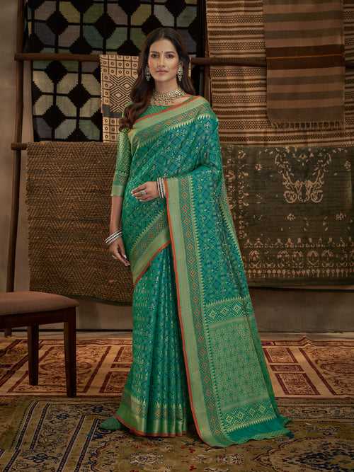 Rama Green Color Patola Silk Saree -Deepaali  Collection YF30085