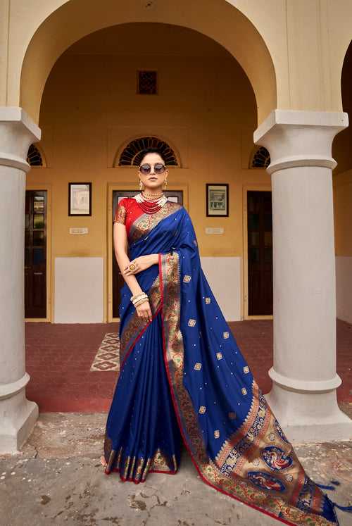 Ink Blue Color Soft Silk Weaving with contrast Blouse & Designer PalluSaree -Deepaali  Collection YF30039