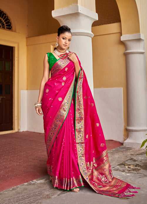 Pink Color Soft Silk Weaving with contrast Blouse & Designer PalluSaree -Deepaali  Collection YF30040