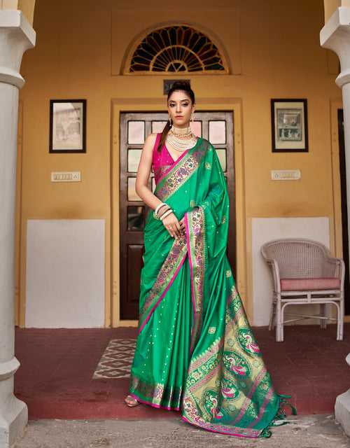 Green Color Soft Silk Weaving with contrast Blouse & Designer PalluSaree -Deepaali  Collection YF30041