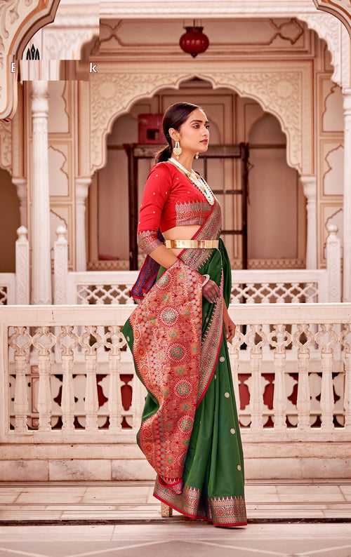 Green Color Banarasi Silk Saree -Deepaali  Collection YF30101