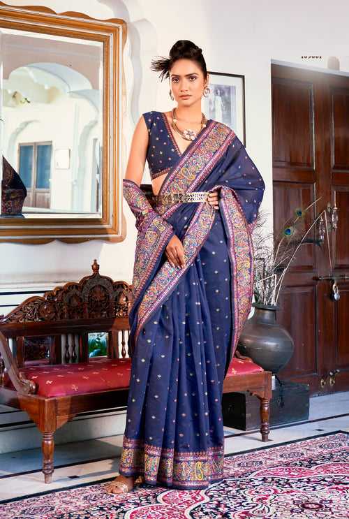 Navy Blue Color Kashmiri Modal weaving Saree -Deepaali  Collection YF30132