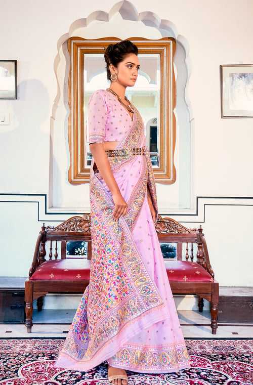 Baby Pink Color Kashmiri Modal weaving Saree -Deepaali  Collection YF30135