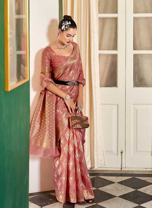 Carrot Pink Color Cotton Modal Silk Saree -Deepaali  Collection YF30162