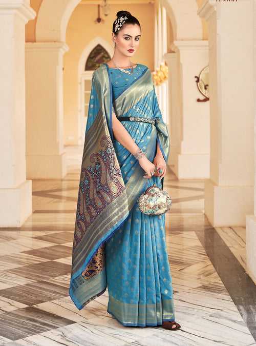 Blue Color Banarasi Cotton Modal Silk Saree -Deepaali  Collection YF30154