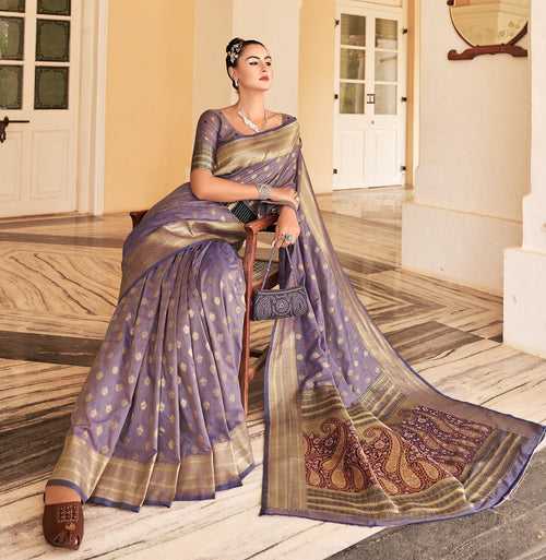 Matte Purple Color Banarasi Cotton Modal Silk Saree -Deepaali  Collection YF30155