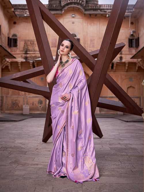 Lilac Color Zari Weaving Satin Saree Saree -Anantaa Collection YF30225