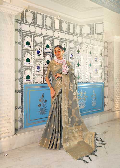 Grey Color Linen Weaving Saree -Anantaa Collection YF30200