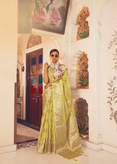 Yellow Color Linen Weaving Saree -Anantaa Collection YF30203
