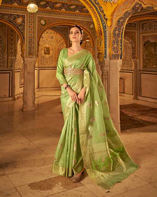 Green Color Copper Banarasi Tissue Silk Saree -Deepaali  Collection YF30080