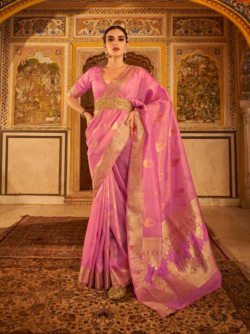 Pink Color Copper Banarasi Tissue Silk Saree -Deepaali  Collection YF30081