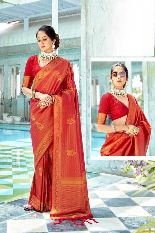Red Color Soft Kanjivaram Silk With Dying Saree -Deepaali  Collection YF30048