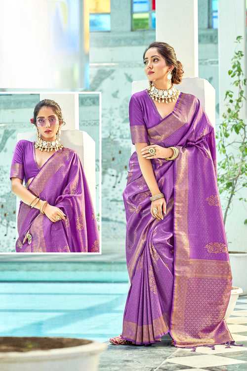 Purple Color Soft Kanjivaram Silk With Dying Saree -Deepaali  Collection YF30049