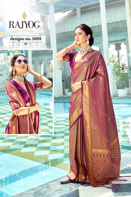 Purple Color Soft Kanjivaram Silk With Dying Saree -Deepaali  Collection YF30054