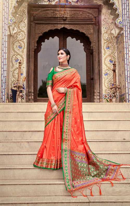 Orange Color Soft Silk Weaving With Designer Border and PalluSaree -Deepaali  Collection YF30061