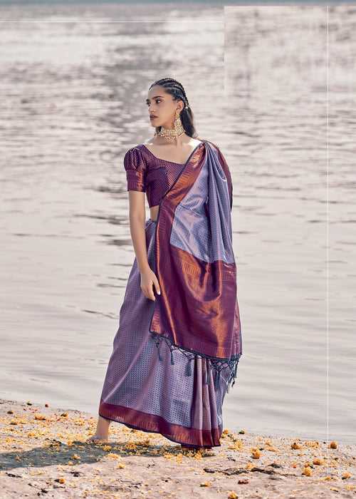 Violet Purple Color Kanchi Copper Pattu Saree -Deepaali  Collection YF30098
