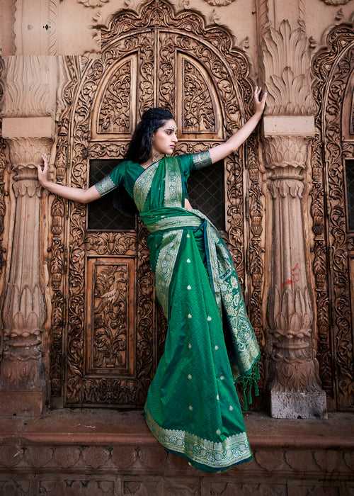 Green Color Varanasi Silk Saree -Deepaali  Collection YF30068