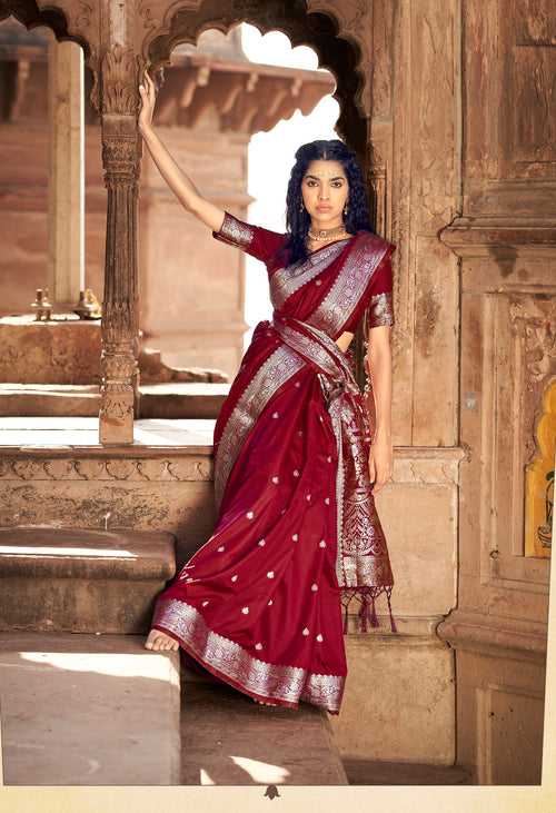 Maroon Color Varanasi Silk Saree -Deepaali  Collection YF30071
