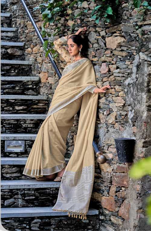 Pink Color Soft Linen with Foil and Khadi Print Saree -Deepaali  Collection YF30077