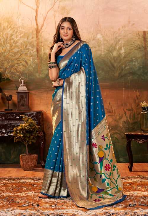 Blue Color Zari Weaving Paithani Silk Saree -Deepaali  Collection YF30118