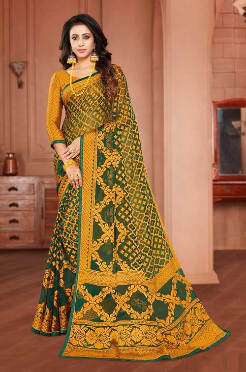 Yellow and Green Color Super Net Party Wear Saree -  Juee  Collection YF#16809