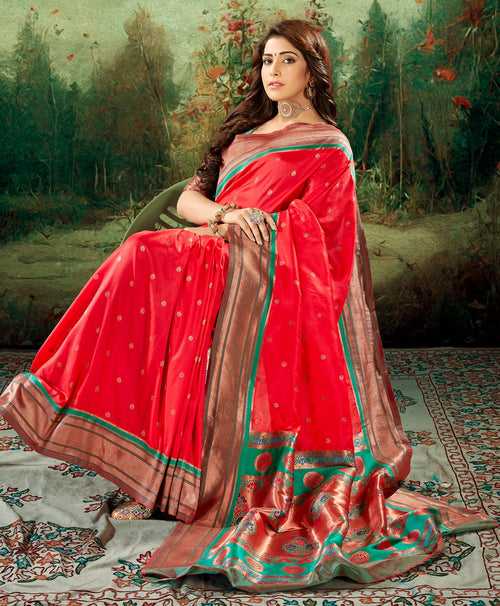 Red Color Peshwai Paithani Silk Saree -Anantaa Collection YF30179