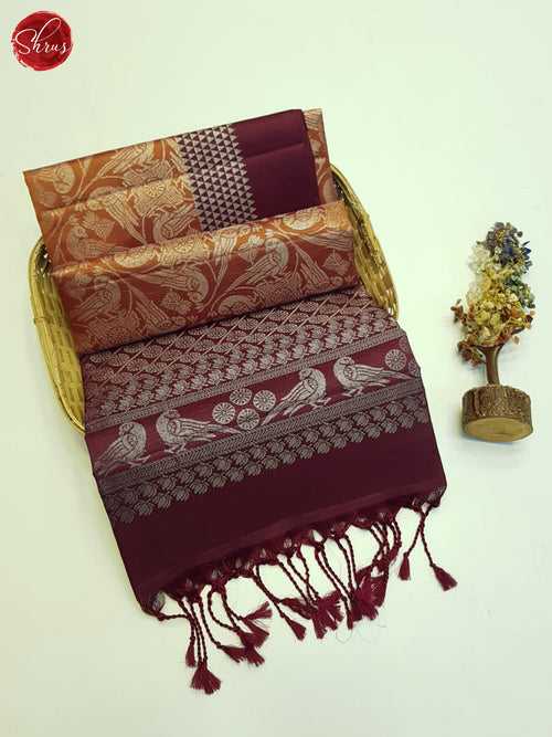 Orange And Maroon- Soft Silk Saree