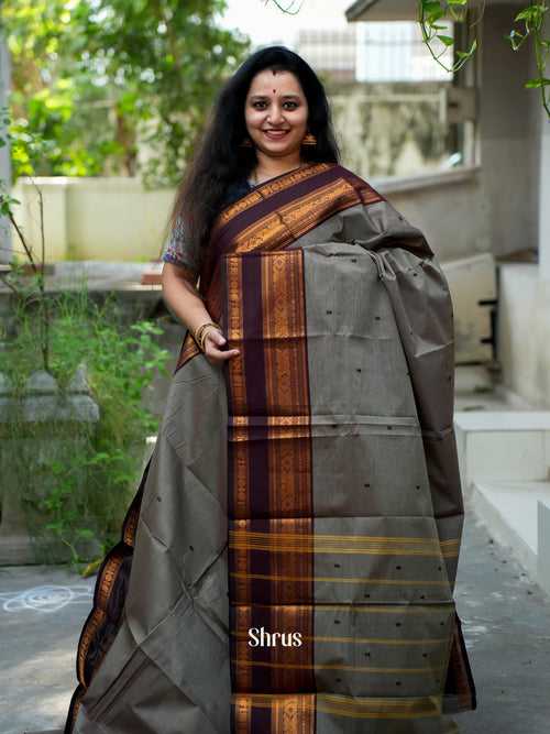 Grey & Brown - Chettinad Cotton Saree