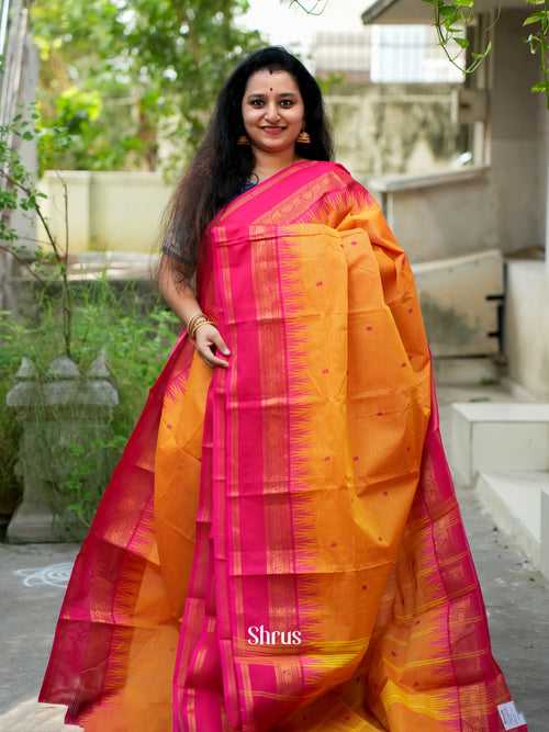 Orange & Pink - Chettinad Cotton Saree