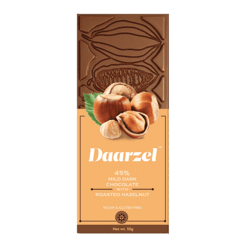 Dark Chocolate With Roasted Hazelnut 45% | Vegan | Gluten Free