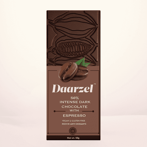 Daarzel -  56% Intense Dark Chocolate with Espresso | Vegan & Gluten Free | 50 g