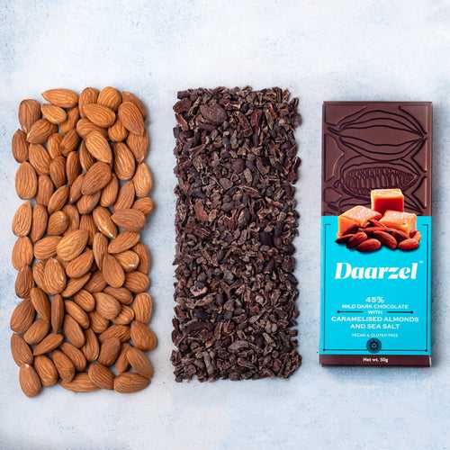 Dark Chocolate With Caramelized Almonds Sea Salt 45% | Vegan | Gluten Free