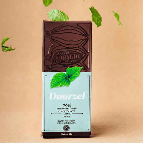 Daarzel 70% Intense Dark Chocolate with Mint | Vegan and Gluten Free | 50 g
