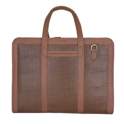 Pochette Weaved Laptop( Chocolate)-Pure Leather