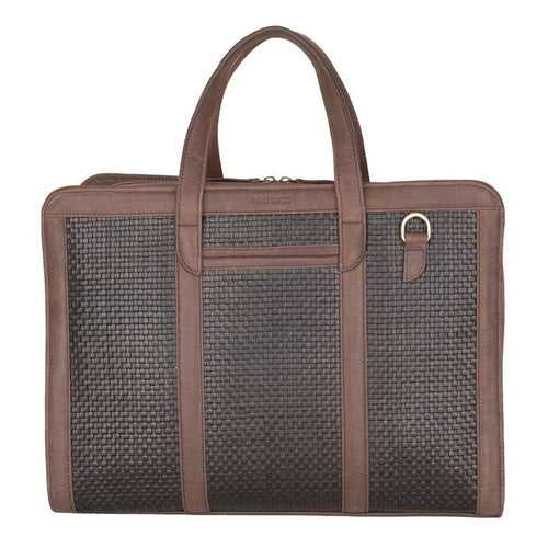 Pochette Weaved Laptop(Brown)-Pure Leather