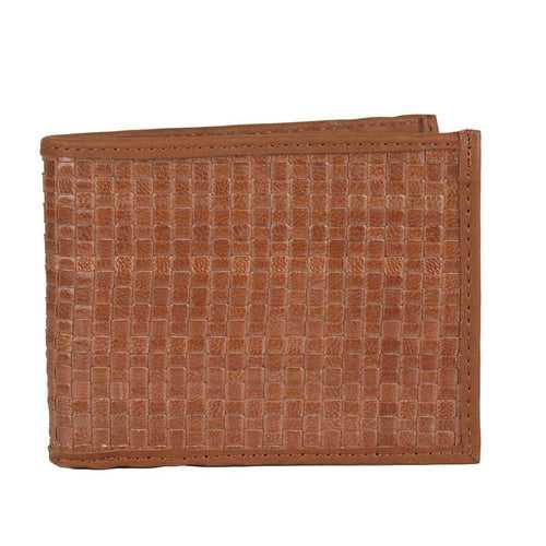 Pochette Weaved Men's Tan Wallet-Pure Leather