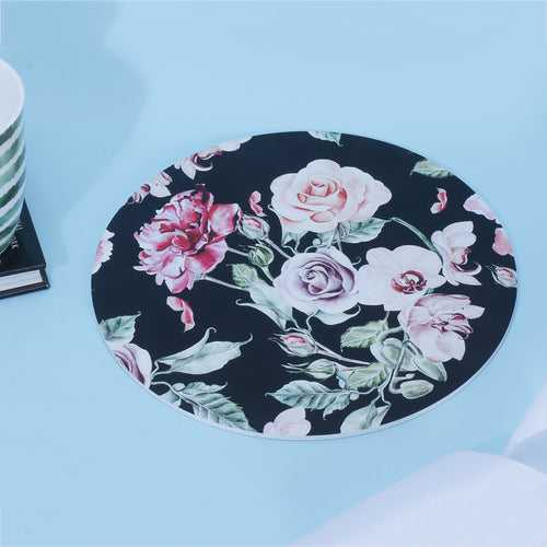 Floral Wooden Trivet - Black