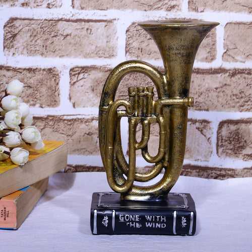 Vintage Trumpet Décor Accent - Gold