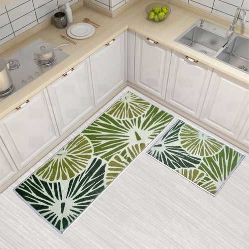 Floral Lotus Leaf Floor Mats - Green