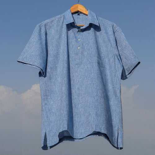 Powder Blue Popover Kurta x Shirt