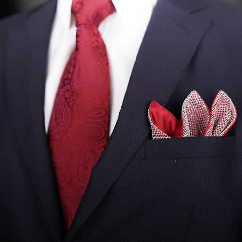 Regal Net Red Pocket Square