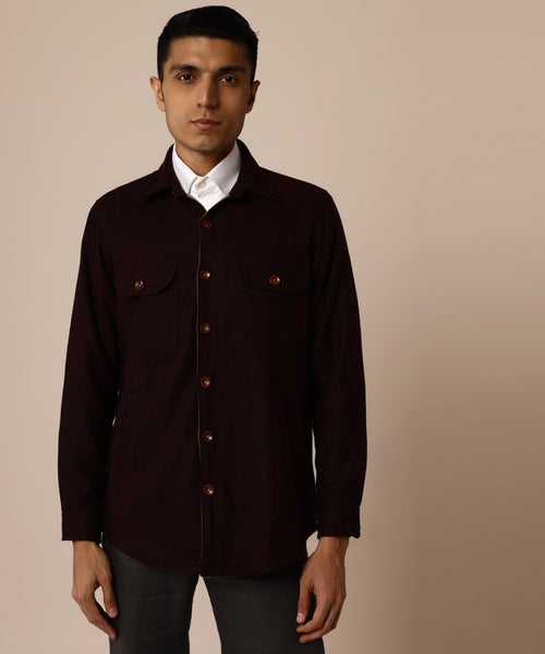 Wine Tweed Overshirt