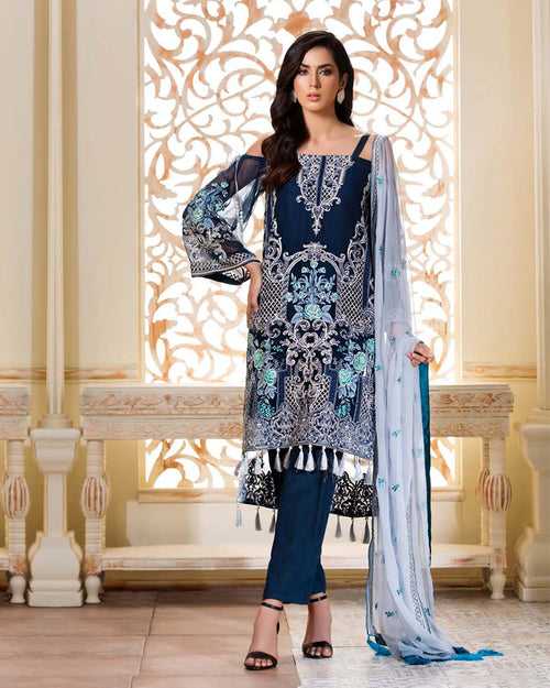 Blue Color Dress Material Pant Style Pakistani Suit