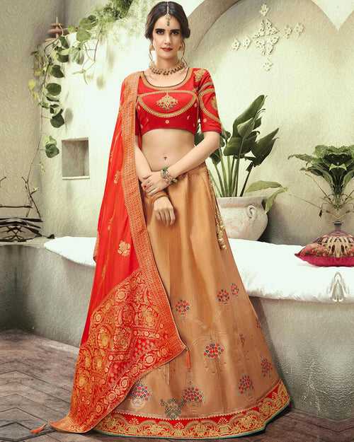 Red Color Bridal Wear Lehenga & Blouse with Dupatta