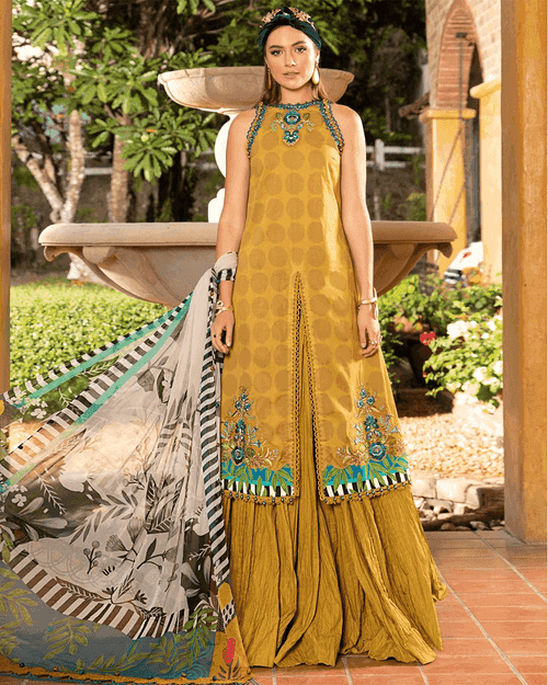 EID COLLECTION 2023 MPrint Mustard Unstitched Cotton Printed Lawn Pakistani Salwar Kameez Suits