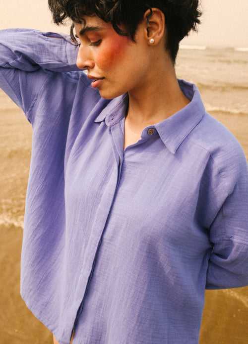 Lavender Side-Slit Shirt