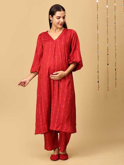 Red-y to Romance Maternity and Nursing Co Ord Set